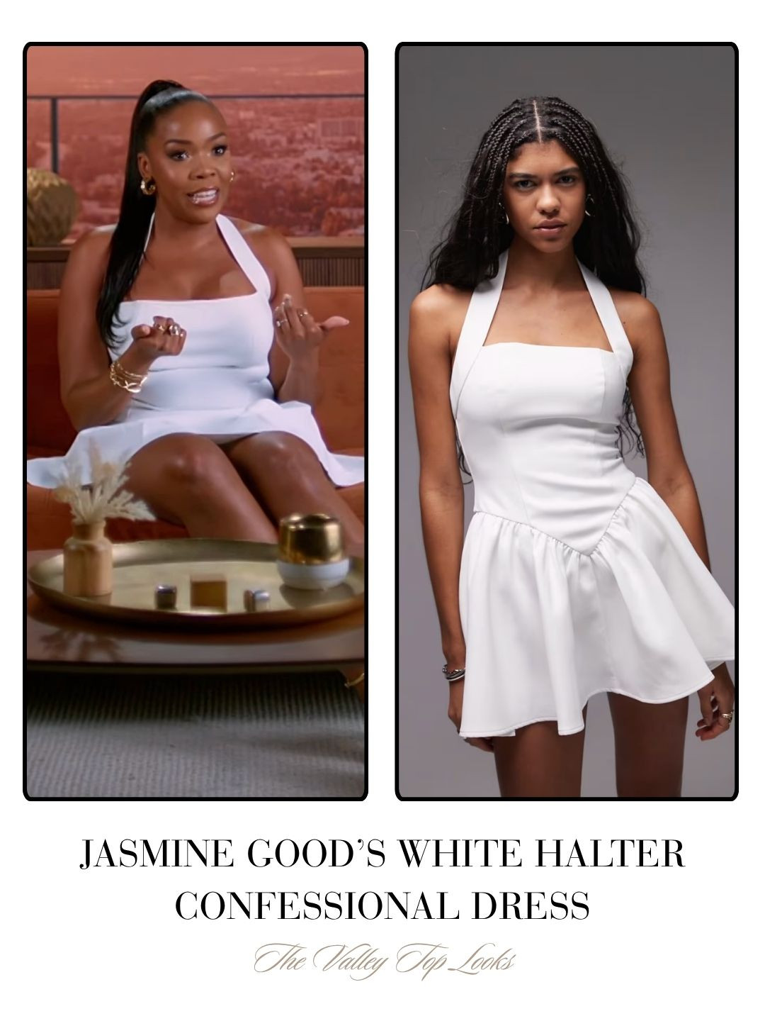 Jasmine Goode's White Confessional Dress on The Valley Season 3 Episode 1  

 