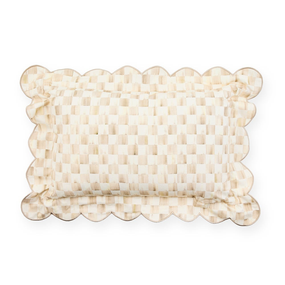 Mocha Check Reversible Scalloped Lumbar Throw Pillow | MacKenzie-Childs