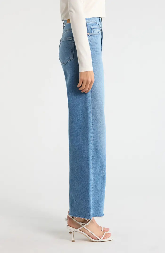 Anessa High Waist Raw Hem Wide Leg Jeans | Nordstrom