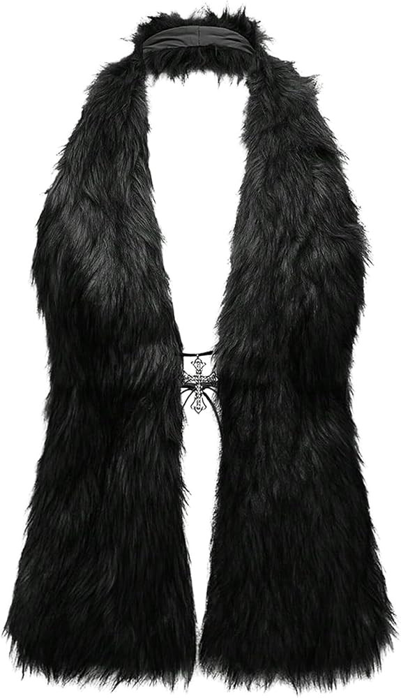 WDIRARA Women's Faux Fur Halter Vest Sleeveless Tie Backless Fuzzy Tank Top Rave Party Sexy Y2K | Amazon (US)