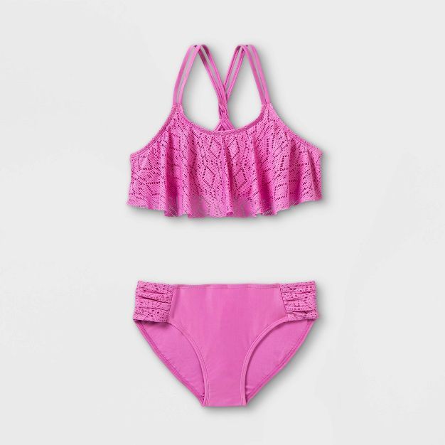Girls' Crochet Flounce Bikini Set - Cat & Jack™ Purple | Target