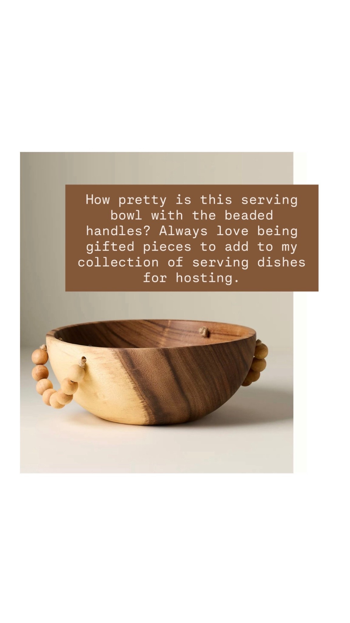 How cute are the beaded handles on this serving bowl?! Perfect gift for the mom who loves to host!

Loverly Grey, Anthropologie, wooden serving bowl, hostess gift, Mother’s Day gift ideas 

#LTKMothersDay