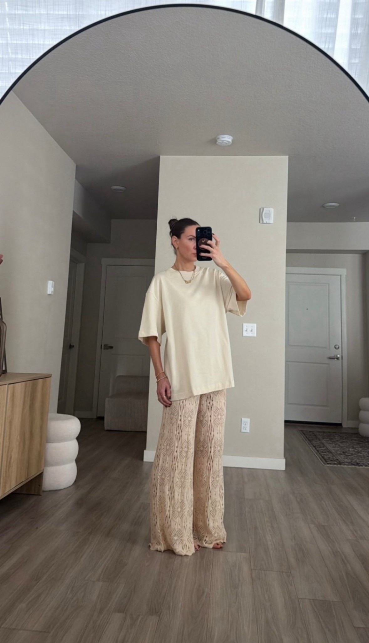 Just shy of 5’7 and wearing small in both 