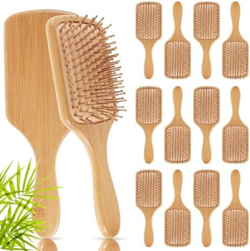 Tessco for you 12 Pcs Bamboo Hair Brushes Bulk Blank Wooden Paddle Brush Natural Scalp Massage An... | Amazon (US)