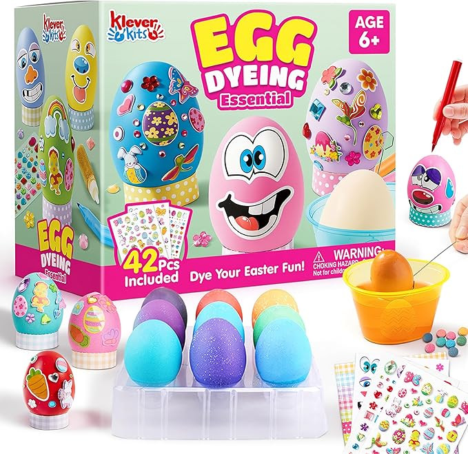 Klever 41 Pcs Easter Egg Decorating DIY Kit with Dye Tablets and Easter Stickers, Coloring Dyeing... | Amazon (US)