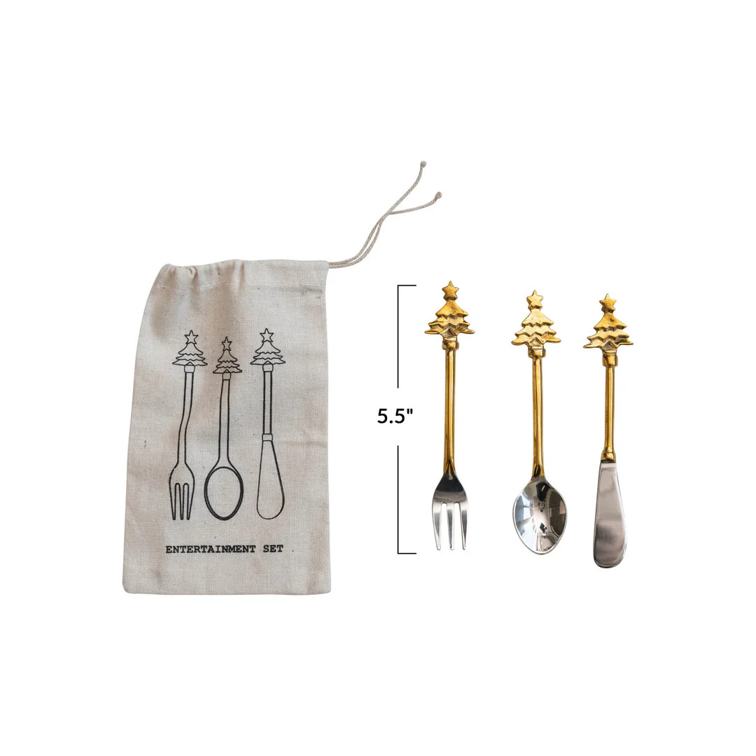 Utensils w/ Christmas Tree Handles | Modern Locke