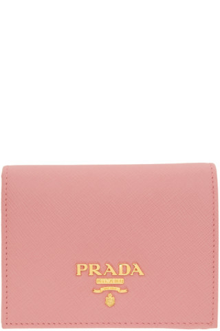 Prada - Pink Saffiano Small Wallet | SSENSE