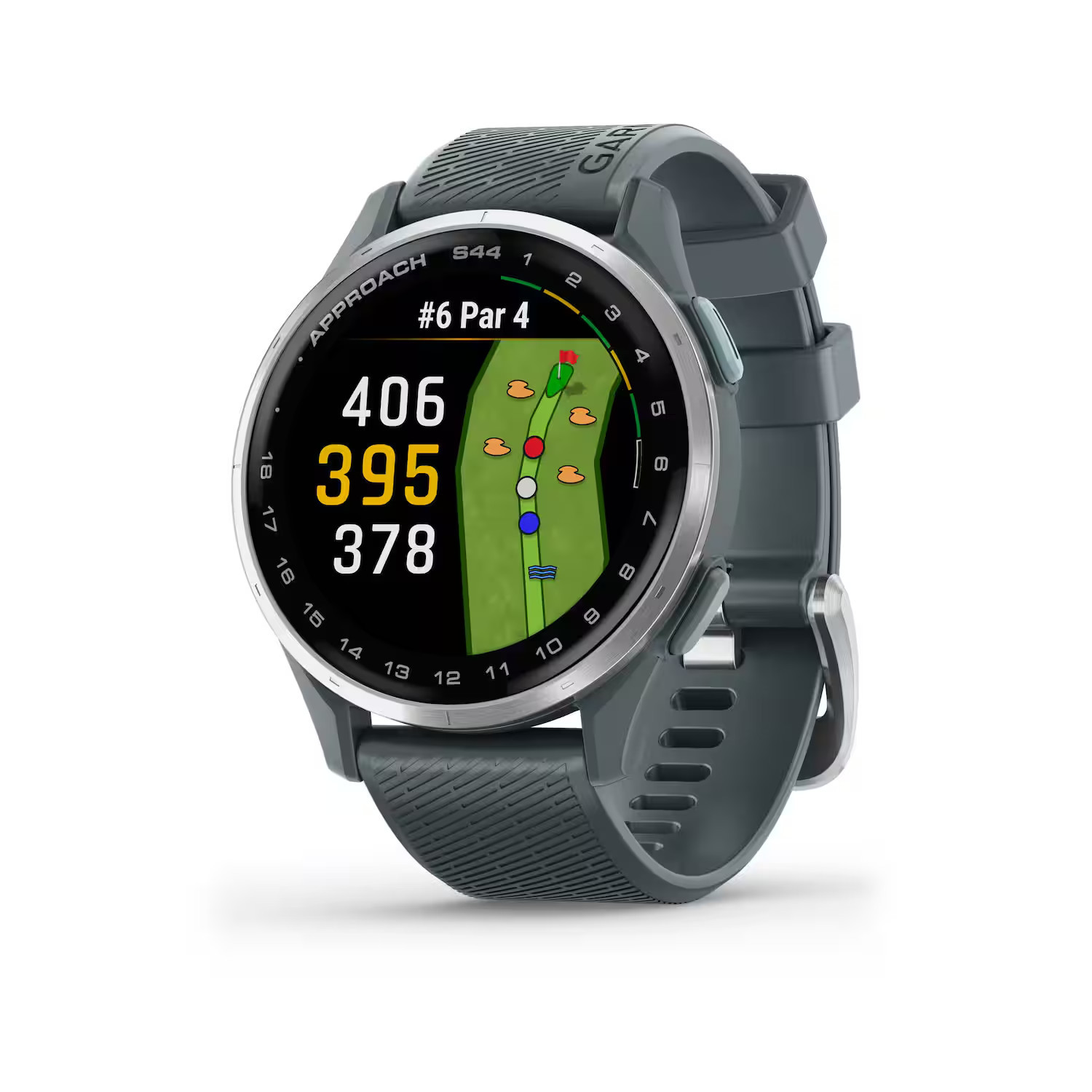 Garmin - Approach S44 GPS Smartwatch 43mm Anodized Aluminum - Silver Aluminum Bezel with Twilight Silicone Band - (2025) | Best Buy U.S.