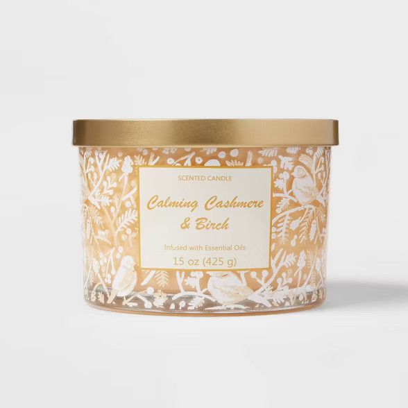 15oz Lidded Glass Jar 3-Wick Iconic Calming Cashmere and Birch Candle - Opalhouse™ | Target