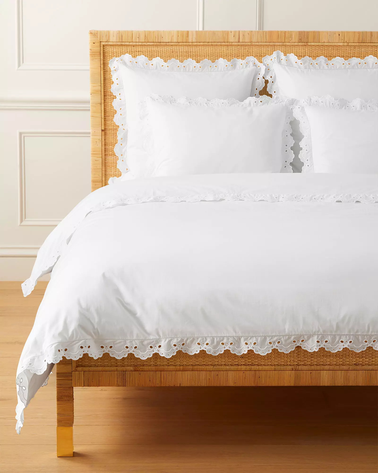 Antibes Eyelet Percale Duvet Cover | Serena and Lily
