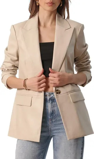 Peak Lapel Faux Leather Blazer | Nordstrom