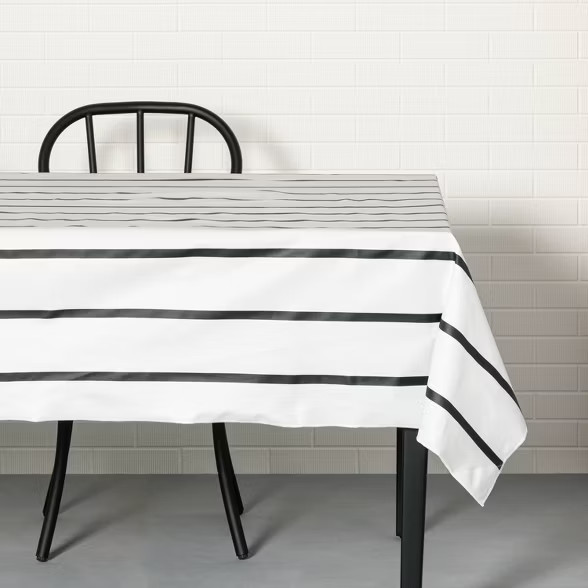 Striped Oil Canvas Tablecloth Black/White - Hearth & Hand™ with Magnolia | Target