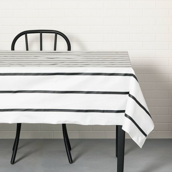 Striped Oil Canvas Tablecloth Black/White - Hearth & Hand™ with Magnolia | Target