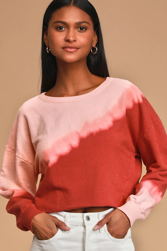 Having Fun Pink Dip Dye Pullover Sweatshirt | Lulus (US)