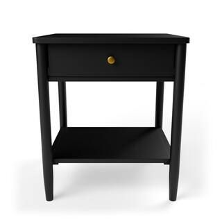 Eden 1-Drawer Black Classic Wood Nightstand 23 in. H x 20 in. W x 18.5 in. D | The Home Depot