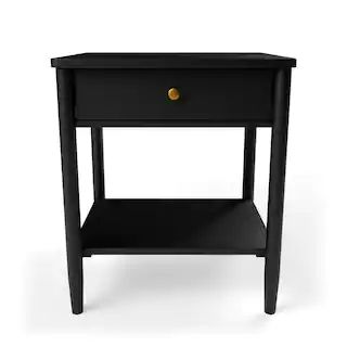 Brookside Eden 1-Drawer Black Classic Wood Nightstand-BS0005ENT20BK - The Home Depot | The Home Depot