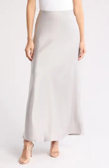 Renee C Satin A-Line Skirt in Silver at Nordstrom Rack, Size X-Large | Nordstrom Rack