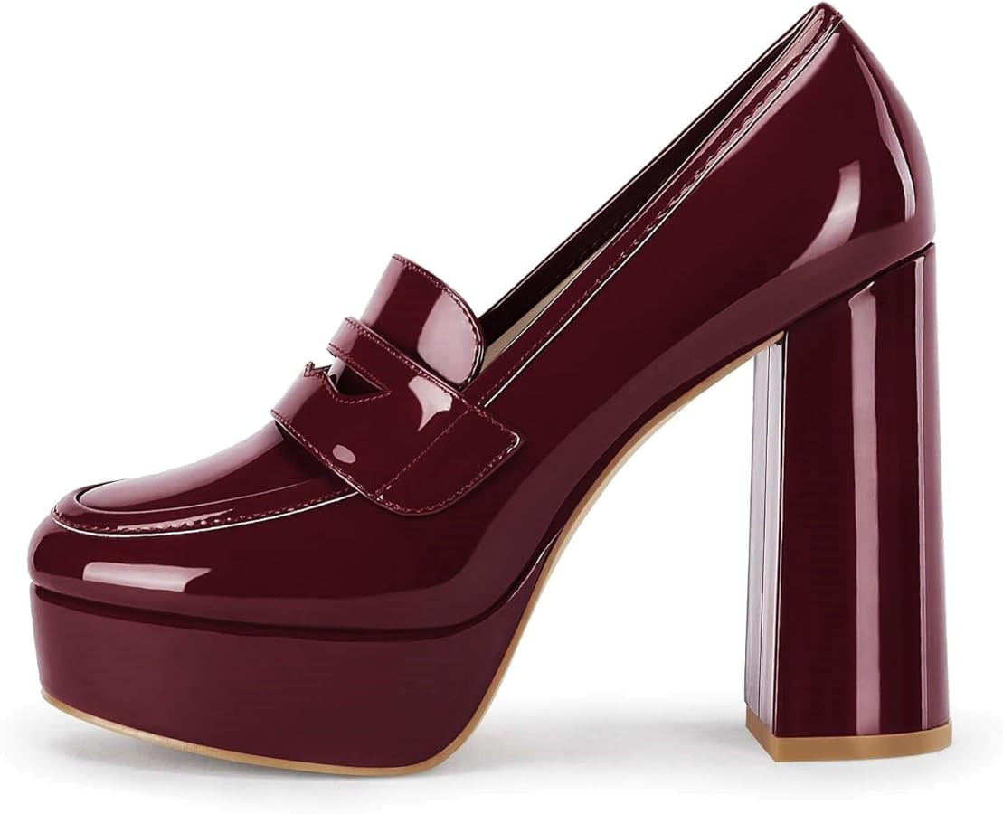 Womens Patent Leather Penny Loafer Shoes Loafers | Amazon (US)