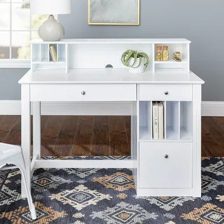 48-inch White Computer Storage Desk with Small Hutch | Bed Bath & Beyond