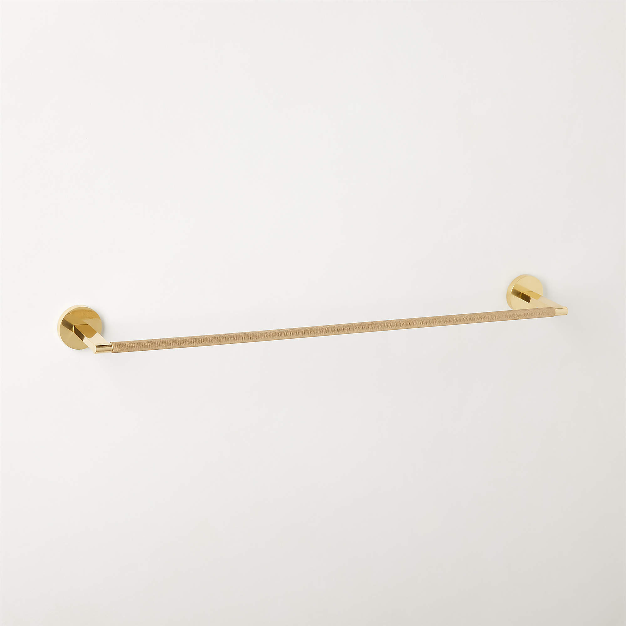 Nicolo Knurled Polished Unlacquered Brass Towel Bar 24'' + Reviews | CB2 | CB2