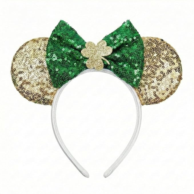 JIAHANG St. Patrick's Mouse Ear Bow with Clover Headband, Carnival Headpiece for Women Girls (STP... | Amazon (US)