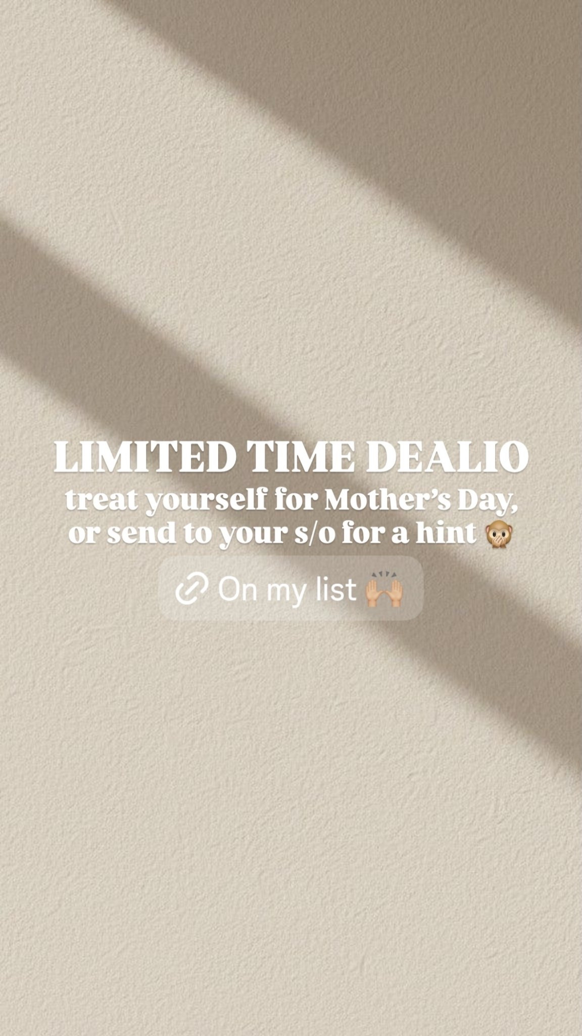 LIMITED TIME DEALIO treat yourself for Mother’s Day, buy for someone you love or send to your s/o for a hint 🙊



#LTKSaleAlert #LTKMothersDay #LTKSeasonal