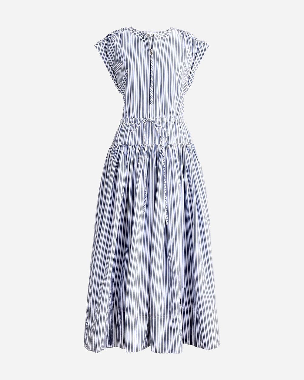 Drop-waist midi dress in striped cotton poplin | J.Crew US