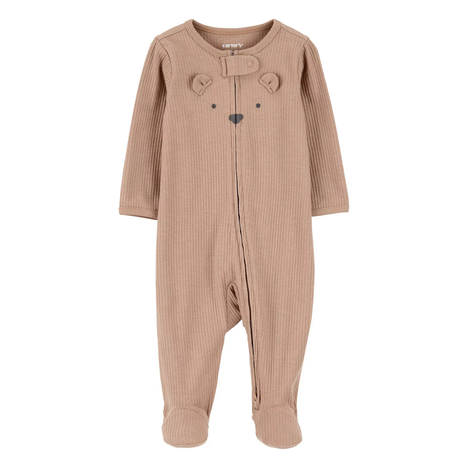 Baby Carter's Bear 2-Way Zip Ribbed Sleep & Play Pajamas, Kids Unisex, Size: Newborn, Brown | Kohl's