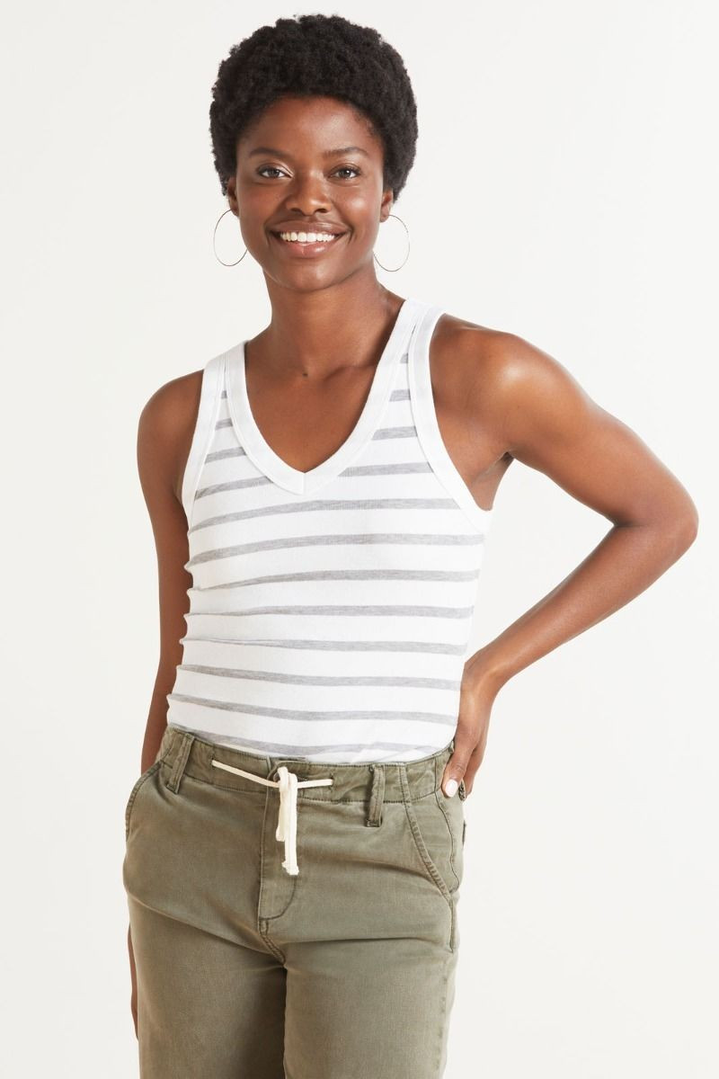 MICHAEL STARS Maya Stripe V Neck Tank | EVEREVE | Evereve