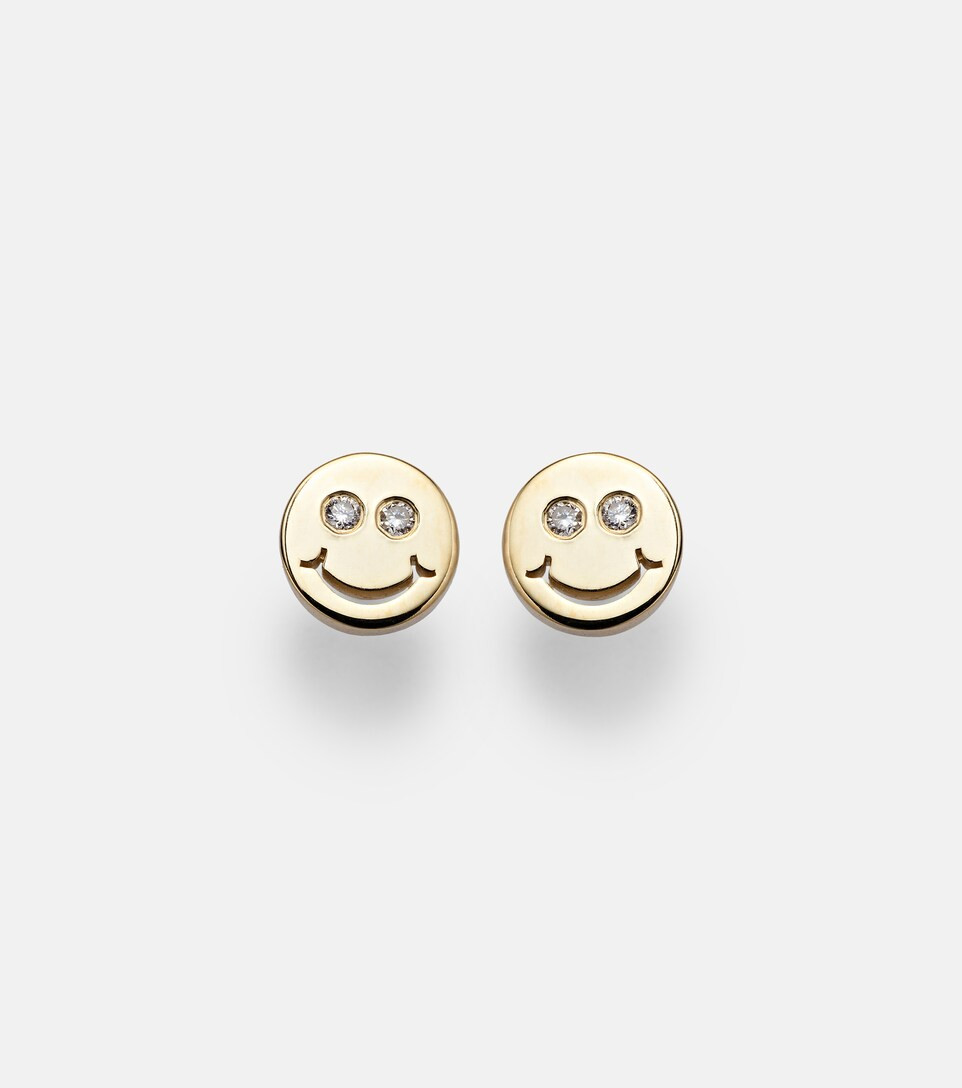 Happy Face 14kt gold and diamond earrings | Mytheresa (DACH)