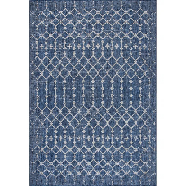 Zayn Geometric Indoor / Outdoor Area Rug in Blue | Wayfair North America