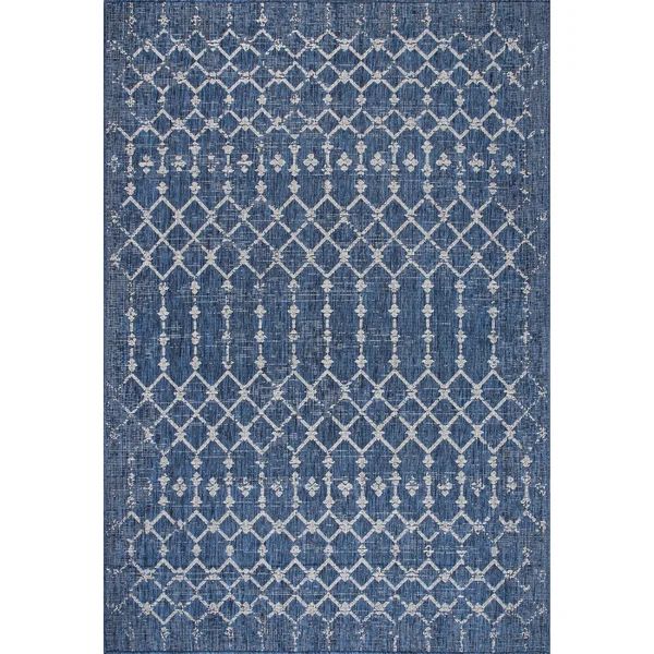 Zayn Geometric Indoor / Outdoor Area Rug in Blue | Wayfair North America