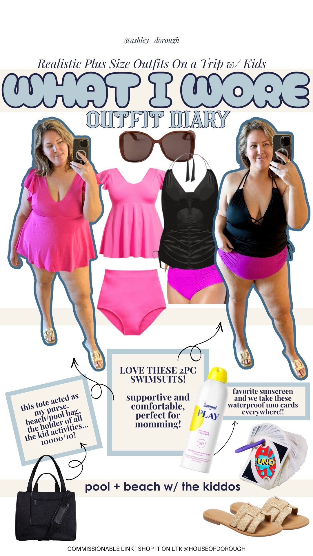 Swimsuits I wore for afternoon at the beach and a morning pool swim!! Both have incredible support, lane Bryant runs true I got the 20 in top and 18 on bottom. The bottoms have a ton of control! In the swimsuits for all, definitely size up. I’m in the 20 it was tight! 

#LTKPlusSize #LTKSwim #LTKMidsize