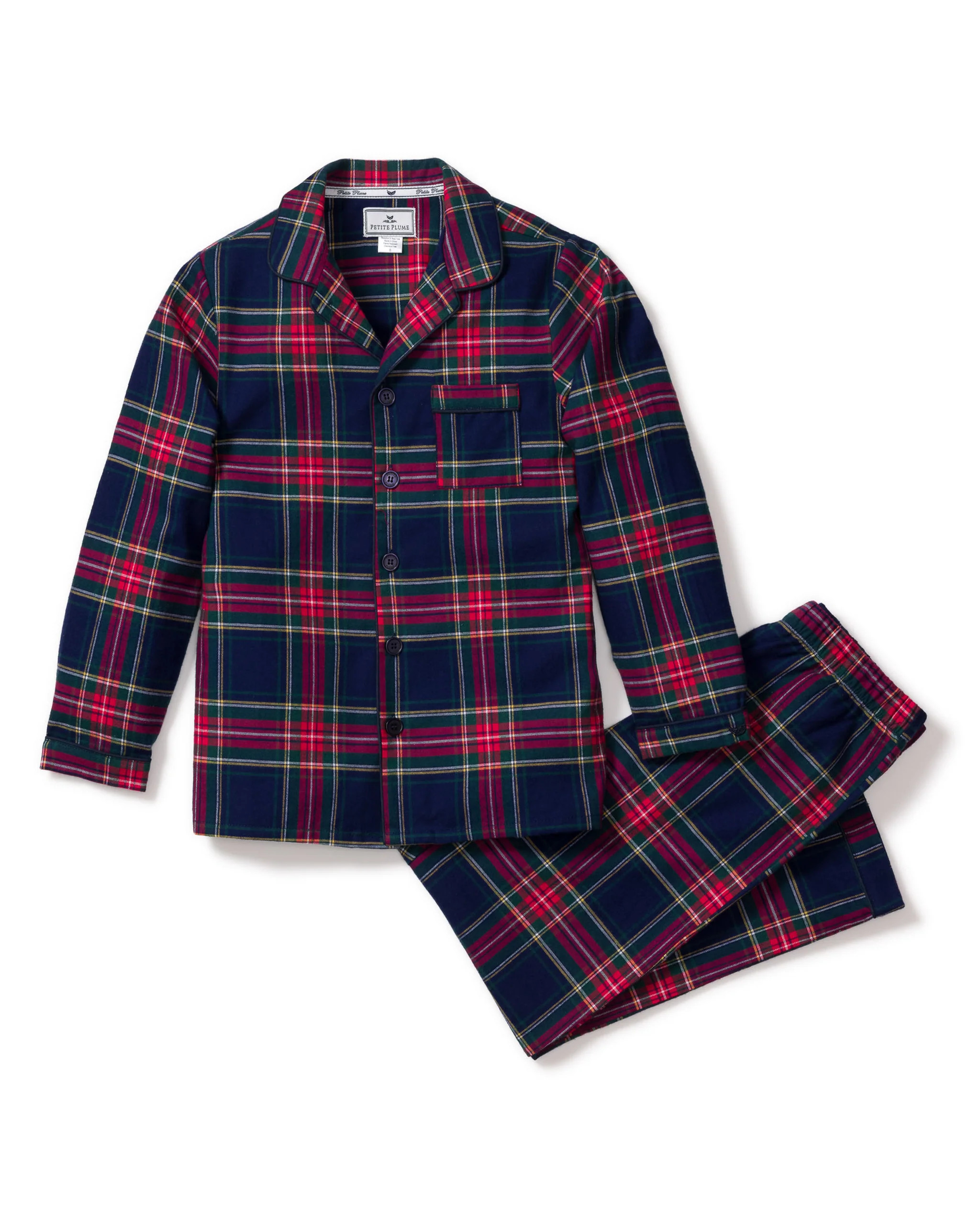 Kid's Brushed Cotton Pajama Set in Windsor Tartan | Petite Plume