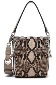 Chloe Mini Roy Python Print Leather Bucket Bag in Gray,Animal Print | FWRD 