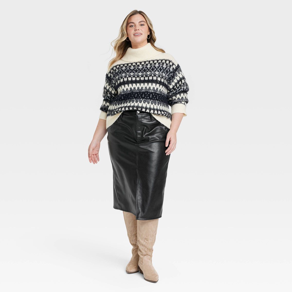Women's Super-High Rise Faux Leather Midi Skirt - Universal Thread™ Black | Target