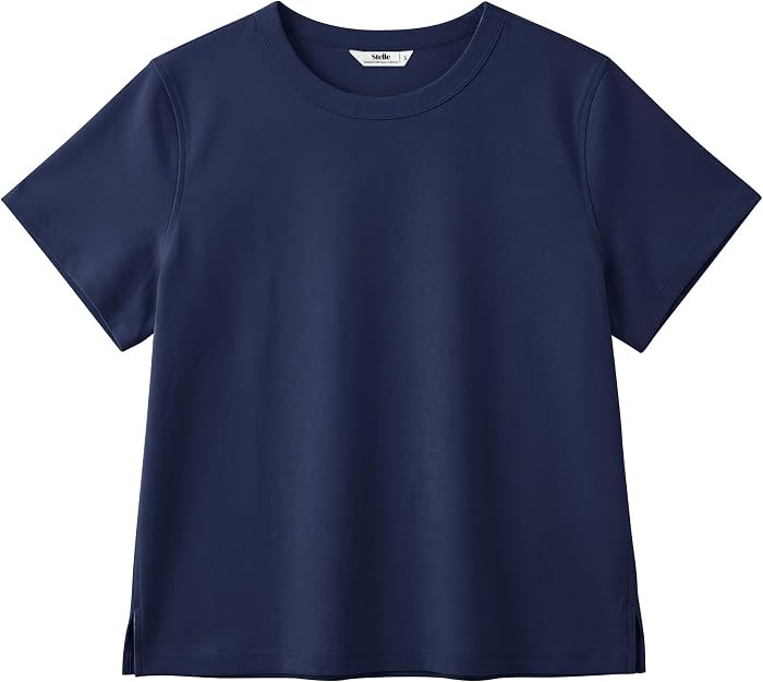 Stelle Women Cotton T Shirts Short Sleeve Basic Tees Casual Boxy Crop Tops | Amazon (US)