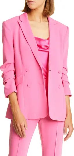 Cinq à Sept Kris Ruched Sleeve Double Breatsed Blazer | Nordstrom | Nordstrom