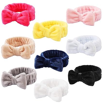 9 Pack Spa Headband Facial Makeup Headband, Coral Fleece Cosmetic Headband Face Wash Headband , B... | Amazon (US)