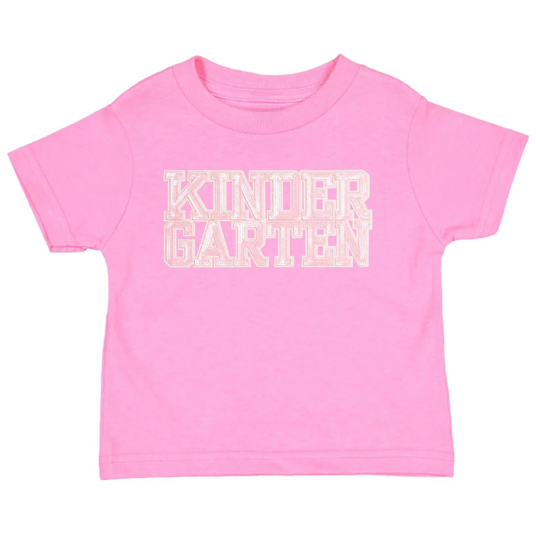 Kindergarten Sequin Patch Short Sleeve T-Shirt - Raspberry | Sweet Wink