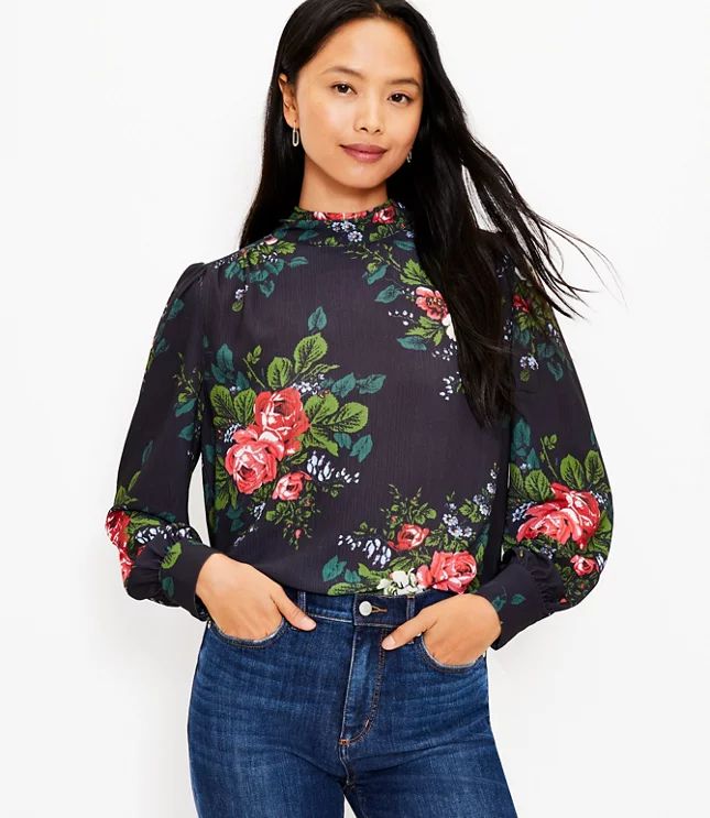 Bouquet Tie Back Blouse | LOFT