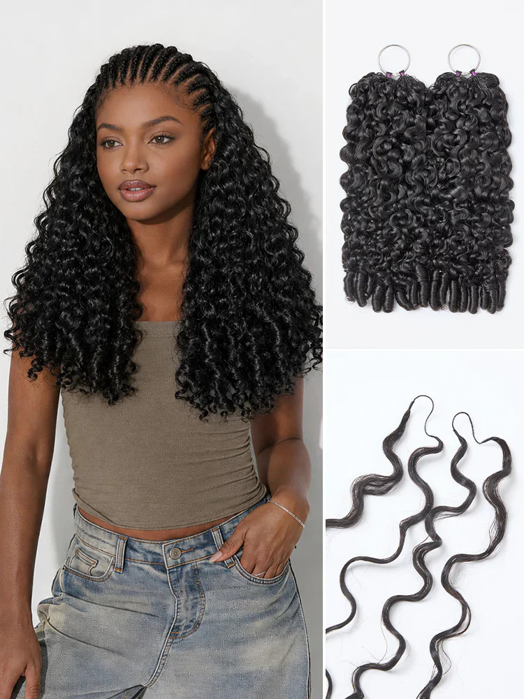 Luvme Hair-Readitress™ Pre-Separated Feather Crochet Human Hair for Miracle Knots Boho Braids | Deep Wave, Kinky Straight, and Burmese Curly Protective Style (Free Gifts Included) - US Only - Burmese Curly / 16" | Extra Add-on Pack (85g/70 Strands) | Luvmehair