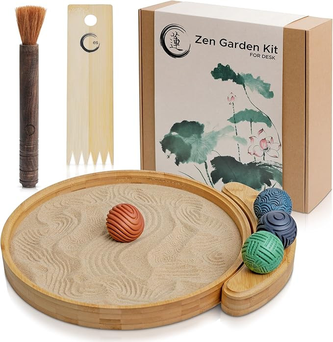 Japanese Zen Garden Kit for Desk - Premium Sand Garden - Mini Zen Décor Office Desktop Accessori... | Amazon (US)