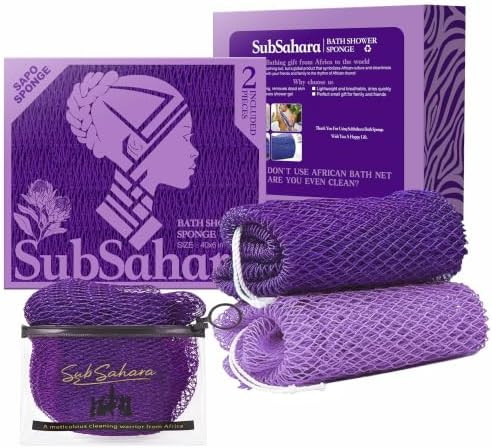 Authentic African Net Sponge,2 Pack 45-In Exfoliating Bath Sponge and Shower Loofah for Body and ... | Amazon (US)