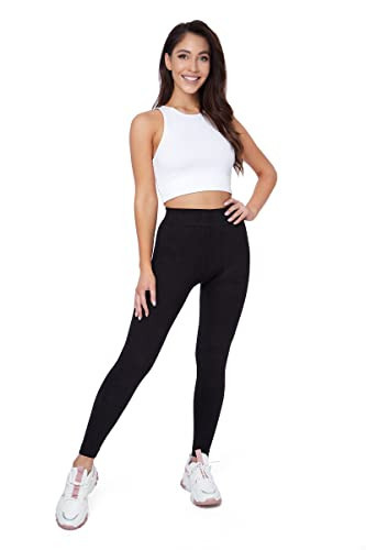 SOFTSAIL Leggings Women Black Bamboo Leggings for Ladies Fleece Lined for Winter Buttery Soft High Waisted with Tummy Control Warm Non-Transparent Stretchy Pants Trousers, Black S-L | Amazon (UK)