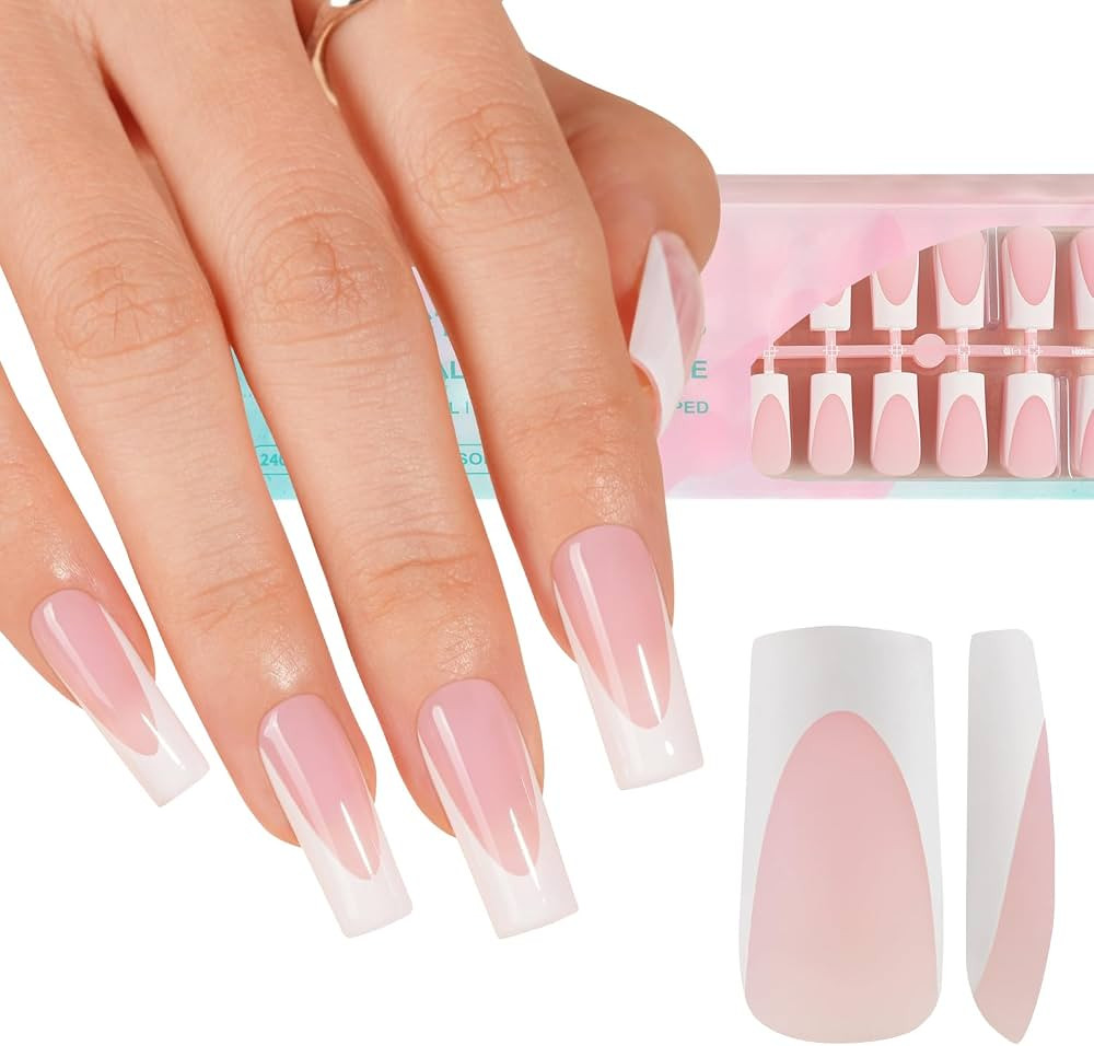 Misssix Deep French Gel Nail Tips, 150Pcs French Tip Press on Nails Long Square Pink, No Need to ... | Amazon (US)