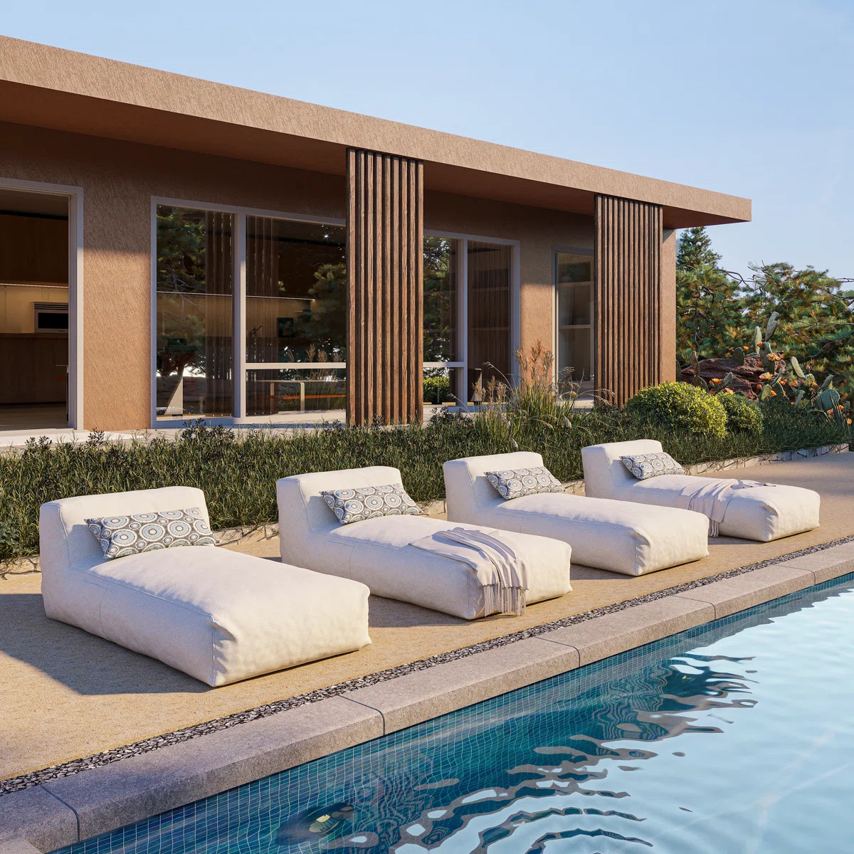 Outdoor Chaise Lounge Bean Bag Chair Set Of 4 | Wayfair North America