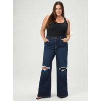 High-Rise Wide-Leg Jeans in Dark Blue-Denim | Torrid (US & Canada)
