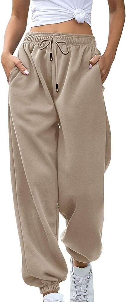 2024 Cinch Bottom Sweatpants Women's Casual High Waisted Pockets Joggers Sport Workout Active Bag... | Amazon (US)