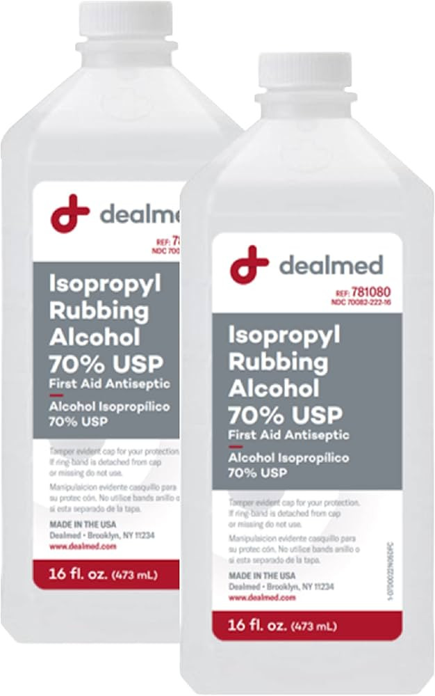 Dealmed Isopropyl Rubbing Alcohol 70% USP, First Aid Antiseptic, 16 fl. oz, (2 Pack) | Amazon (US)